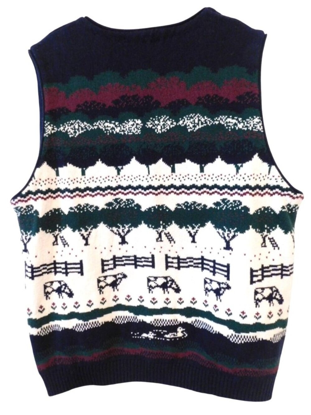 Vintage Northern Reflections Parkhurst XL Sweater Vest Farm Scene Cottagecore - Picture 6 of 6